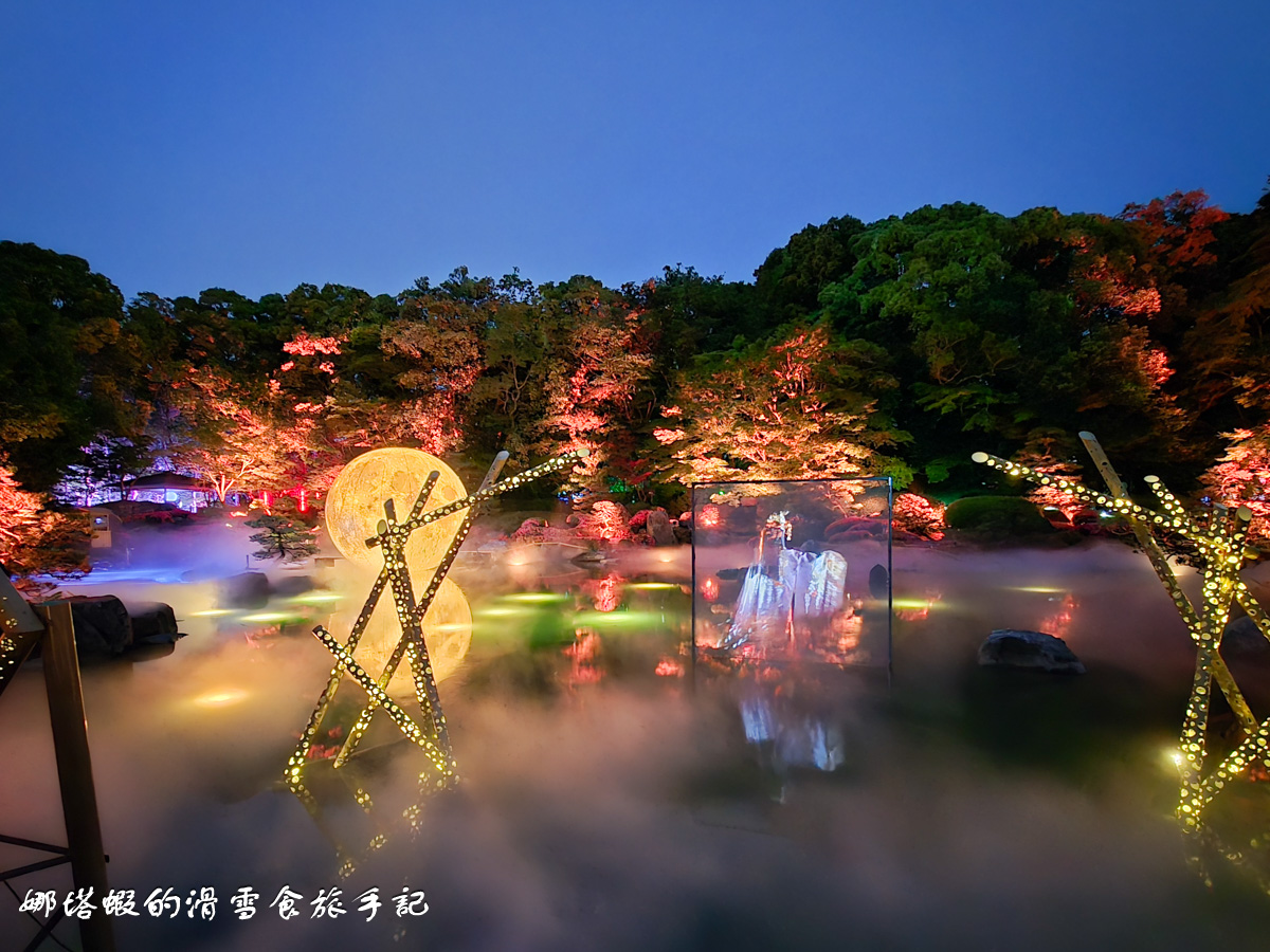 福岡景點推薦+大濠公園「宙-SORA-」,日本庭園夜間點燈,走進夢幻的光影藝術